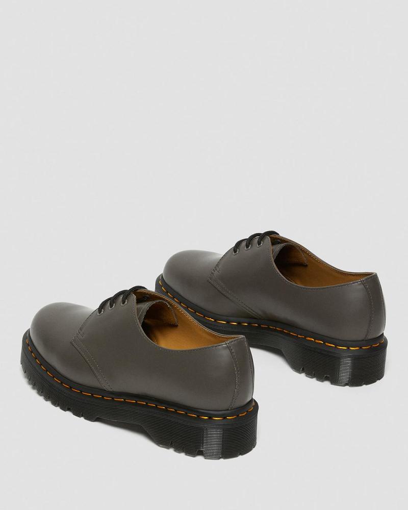 Dr Martens 1461 Bex Smooth Læder Oxford Sko Dame Khaki Grå | DK 341PJJ